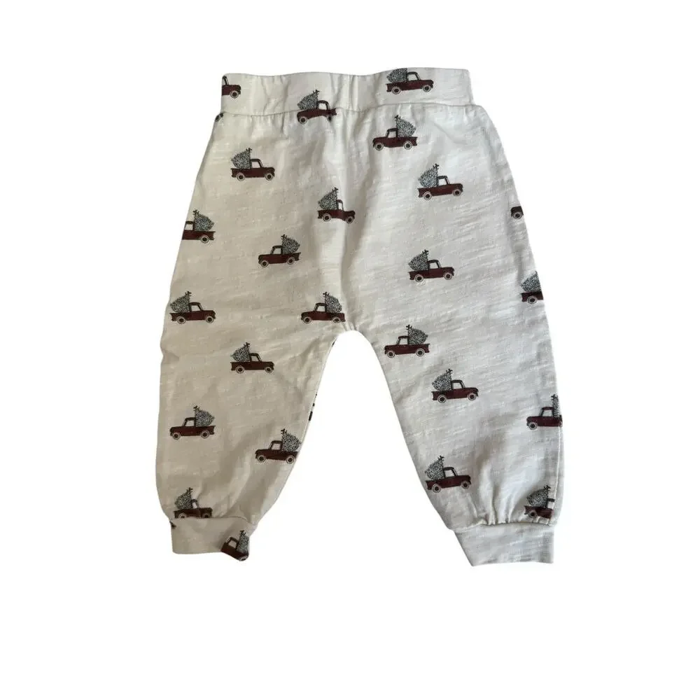 Rylee + Cru Baby Cream Brown Trucks Pants Size 6-12 M